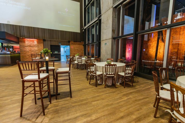 Tables Decorated for Celebration in Hall